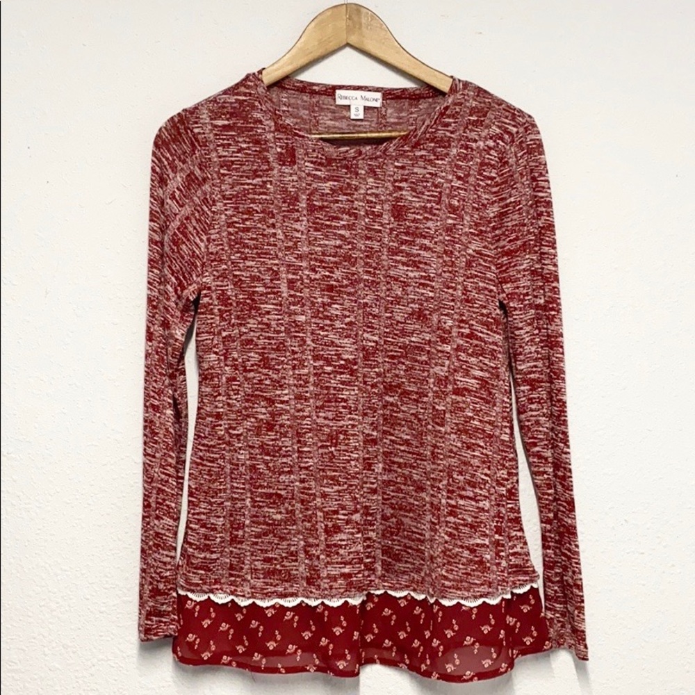 🦋 Rebecca Malone Maroon Sweater Blouse Sz S